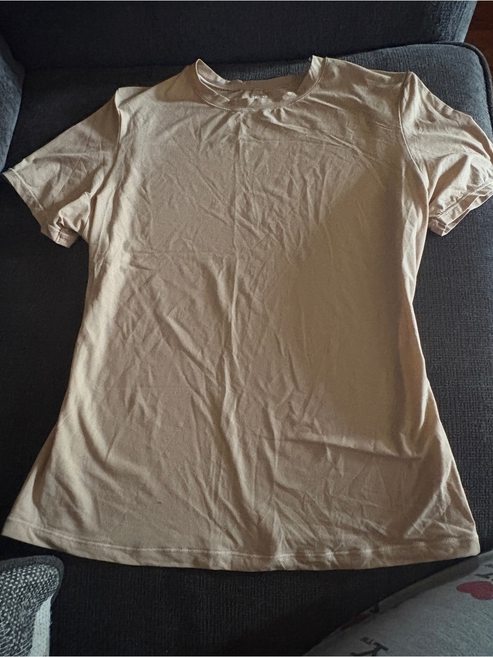 SKIMS Short Sleeve Crewneck Tee in Light Beige